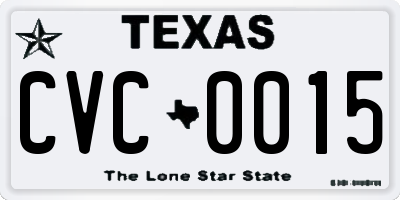 TX license plate CVC0015