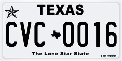 TX license plate CVC0016