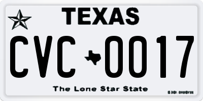 TX license plate CVC0017