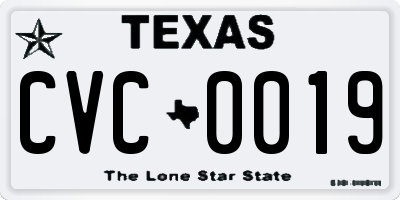 TX license plate CVC0019