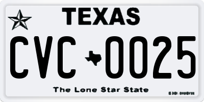 TX license plate CVC0025