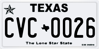 TX license plate CVC0026