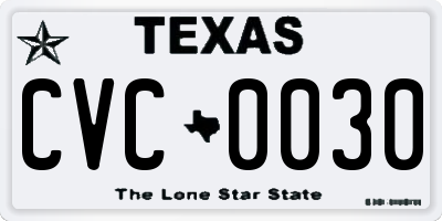 TX license plate CVC0030
