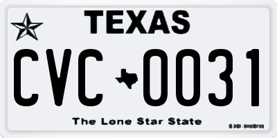 TX license plate CVC0031