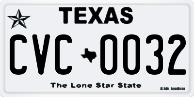 TX license plate CVC0032