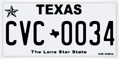 TX license plate CVC0034