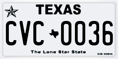 TX license plate CVC0036