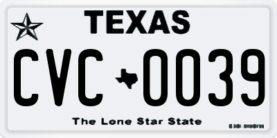 TX license plate CVC0039