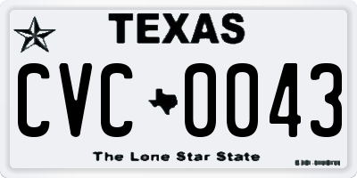 TX license plate CVC0043