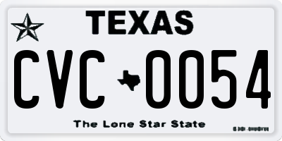 TX license plate CVC0054