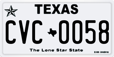 TX license plate CVC0058
