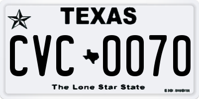 TX license plate CVC0070