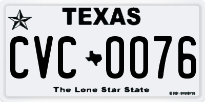 TX license plate CVC0076