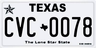 TX license plate CVC0078