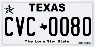 TX license plate CVC0080