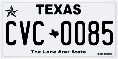 TX license plate CVC0085