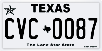 TX license plate CVC0087