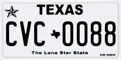 TX license plate CVC0088
