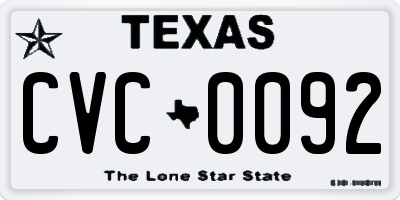 TX license plate CVC0092