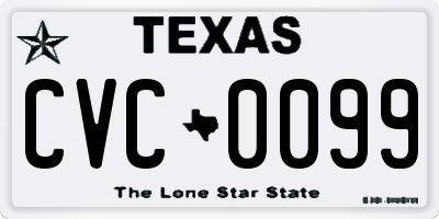 TX license plate CVC0099