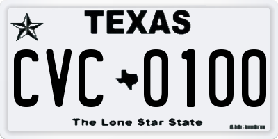 TX license plate CVC0100