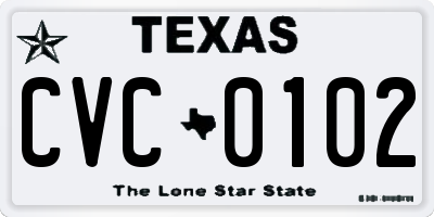 TX license plate CVC0102