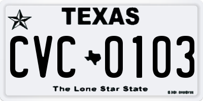 TX license plate CVC0103