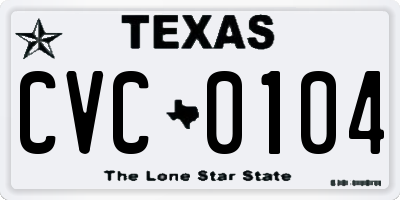 TX license plate CVC0104