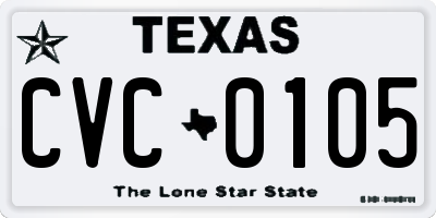 TX license plate CVC0105