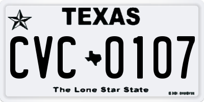 TX license plate CVC0107