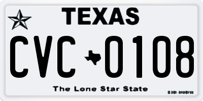 TX license plate CVC0108