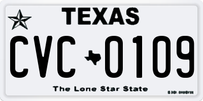 TX license plate CVC0109