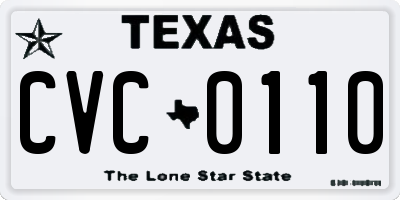 TX license plate CVC0110