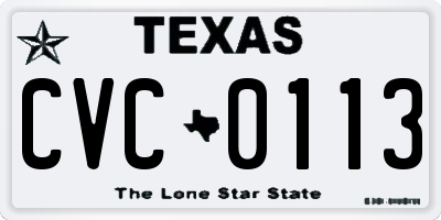 TX license plate CVC0113