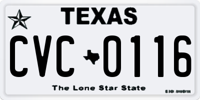 TX license plate CVC0116