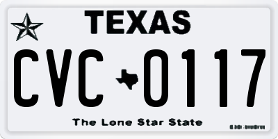 TX license plate CVC0117