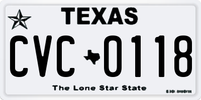 TX license plate CVC0118
