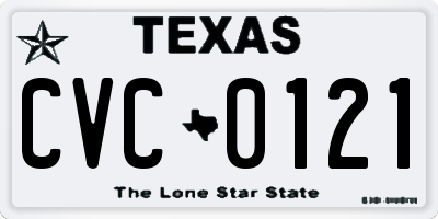 TX license plate CVC0121