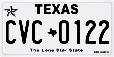 TX license plate CVC0122