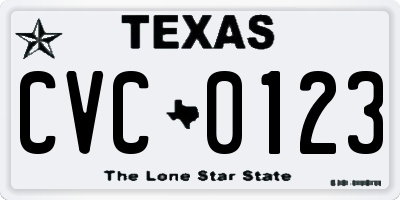 TX license plate CVC0123