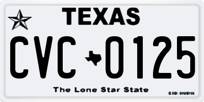 TX license plate CVC0125