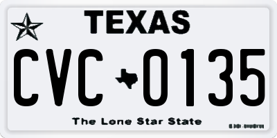 TX license plate CVC0135