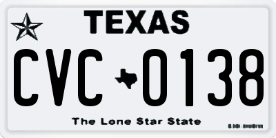 TX license plate CVC0138