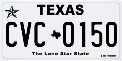 TX license plate CVC0150