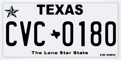 TX license plate CVC0180