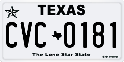 TX license plate CVC0181