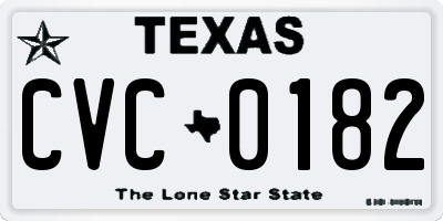 TX license plate CVC0182
