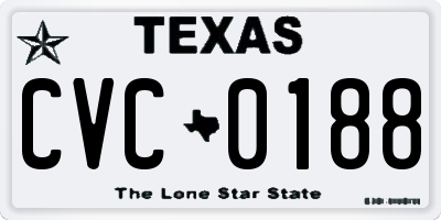 TX license plate CVC0188