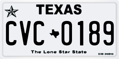 TX license plate CVC0189