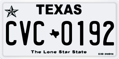 TX license plate CVC0192